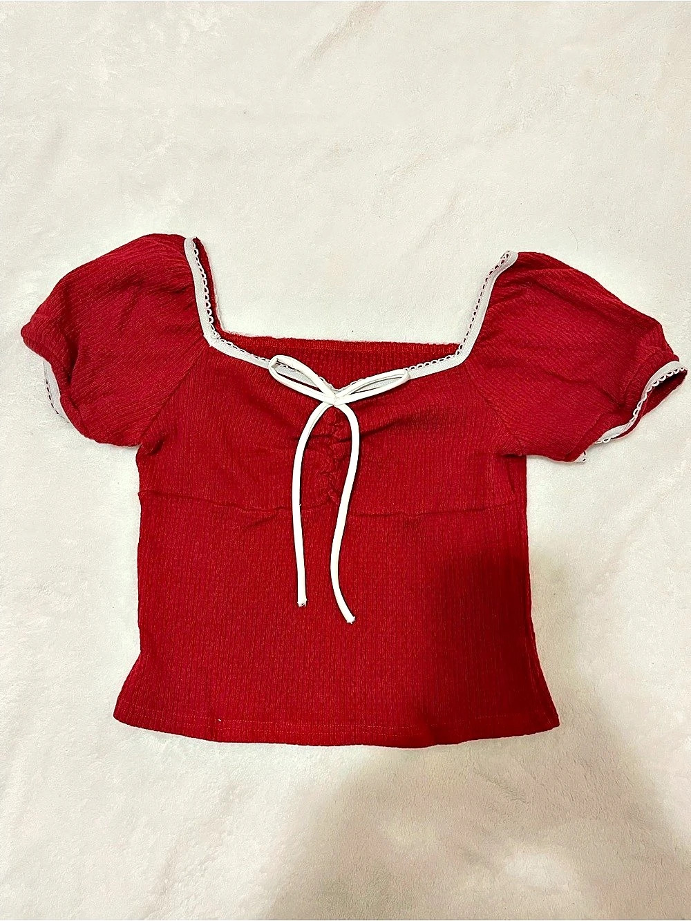 Red Tie Front Crop Top Like New